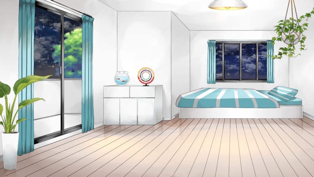 【動く配信用背景セット】普通の部屋【夜ver】