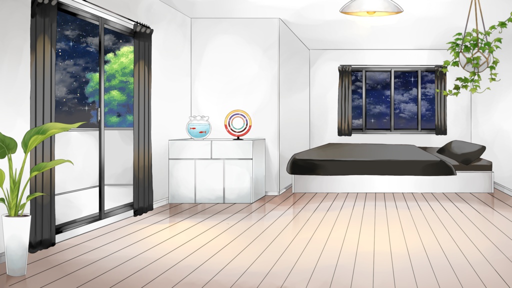 【動く配信用背景セット】普通の部屋【夜ver】