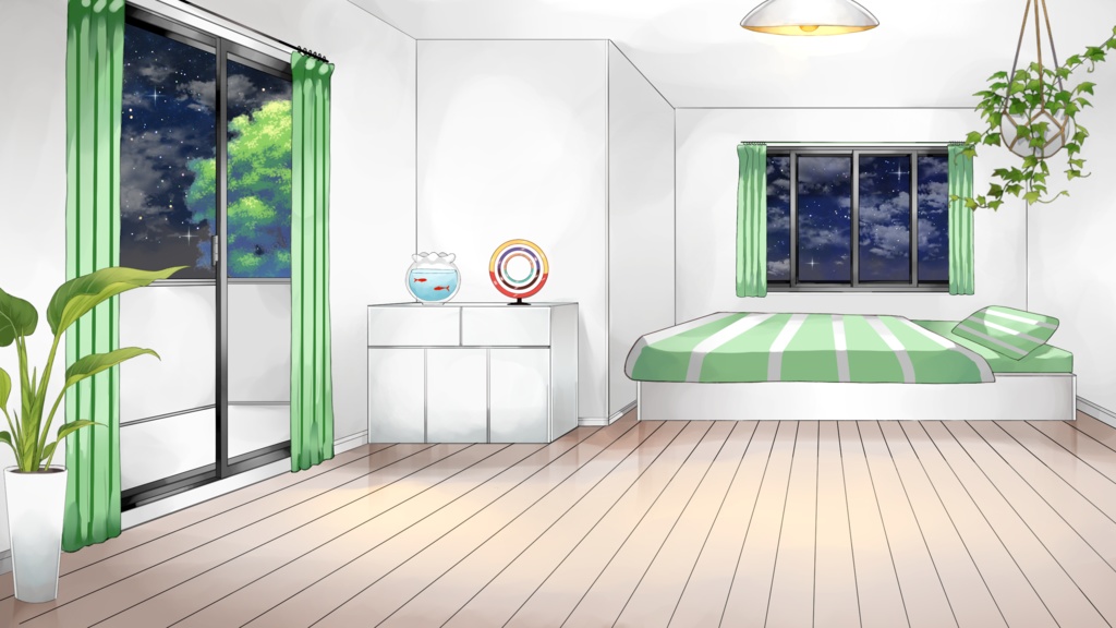 【動く配信用背景セット】普通の部屋【夜ver】