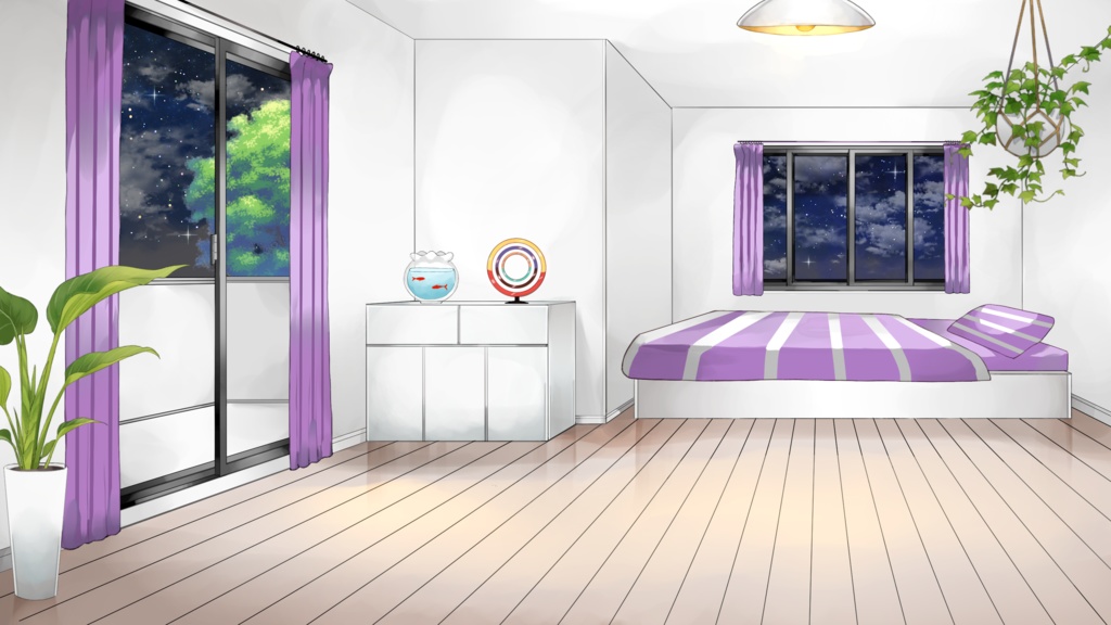 【動く配信用背景セット】普通の部屋【夜ver】