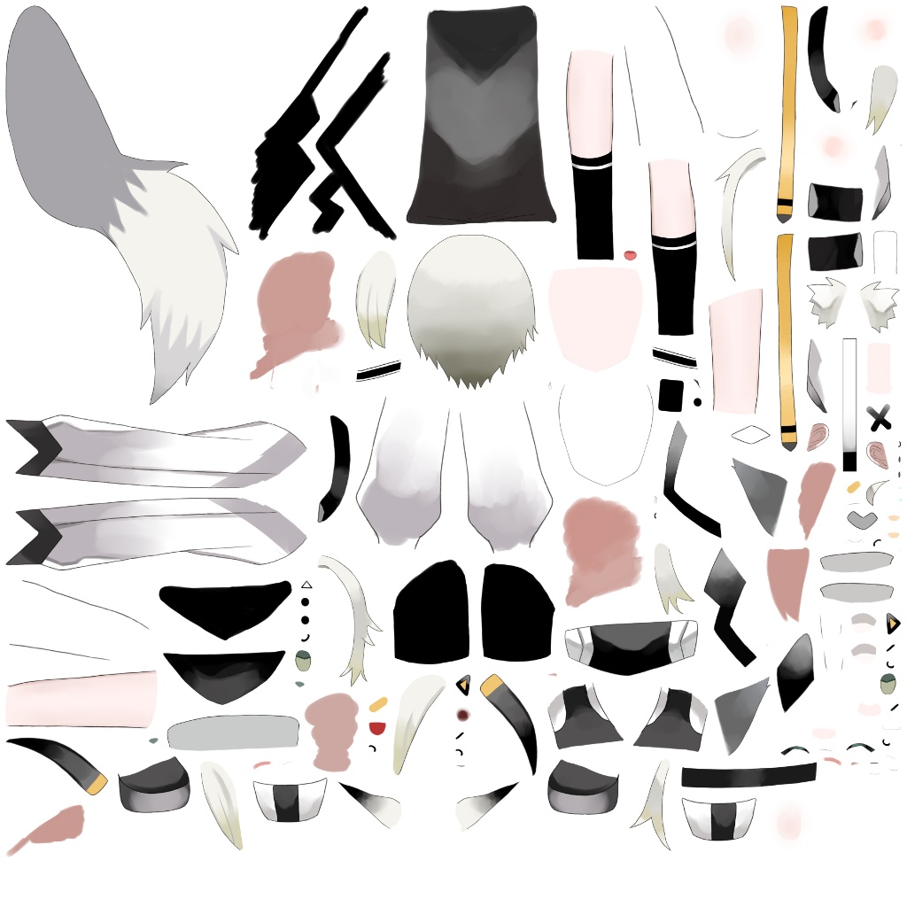 【汎用型】オオカミ耳の少年【パーツ分けPSDイラスト】