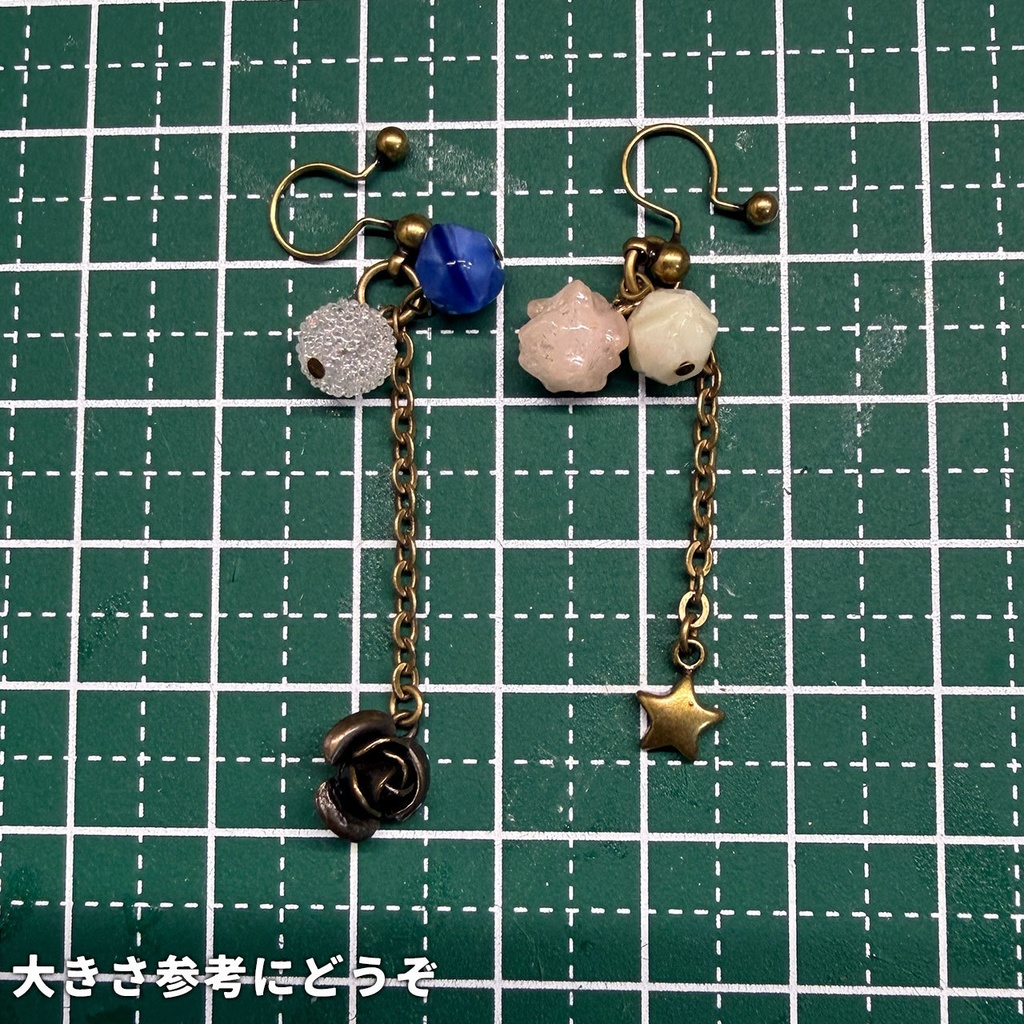薔薇と星のイヤリングセット