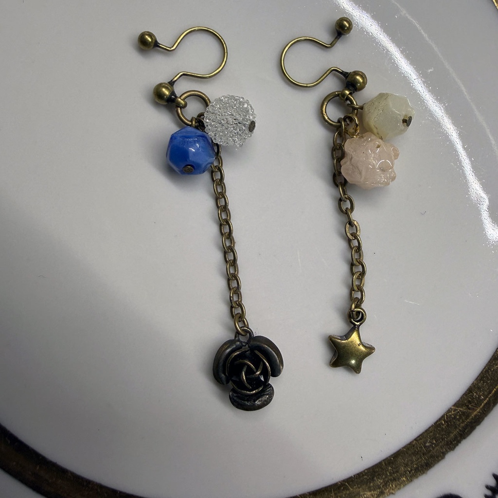 薔薇と星のイヤリングセット