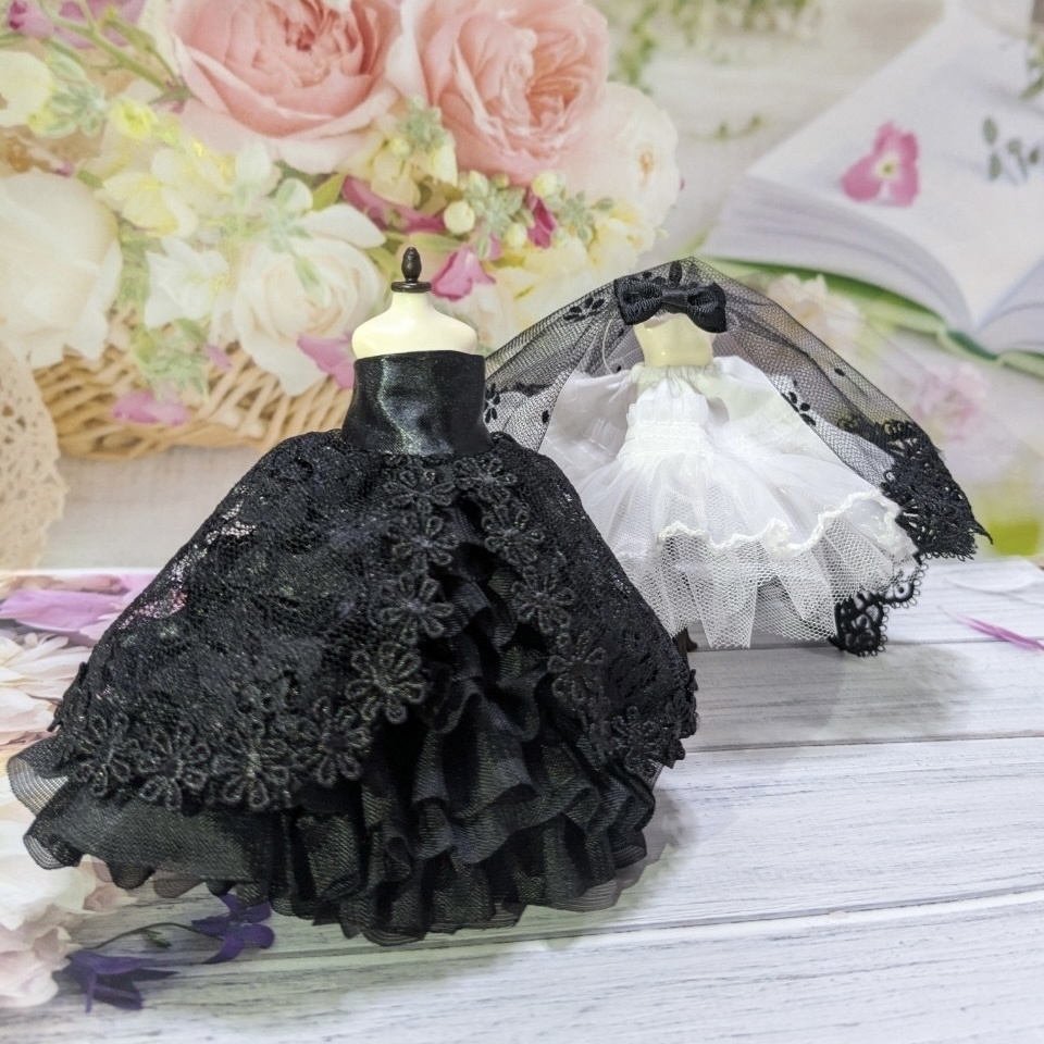 妖精のブラックウェディング(裾にツヤなし)オビツ11・ねんどろいどどーる