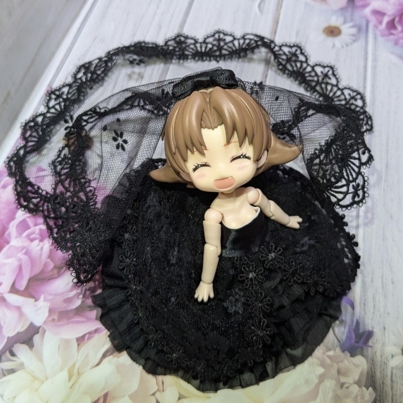 妖精のブラックウェディング(裾にツヤなし)オビツ11・ねんどろいどどーる