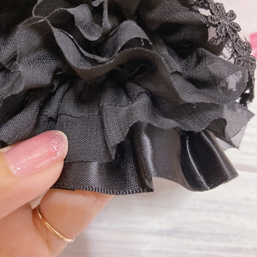 ロングベールのブラックウェディング(裾にツヤあり)オビツ11・ねんどろいどどーる