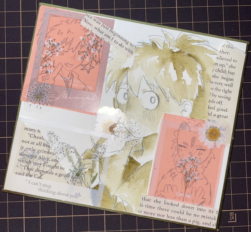 直筆コラージュ色紙 双忍