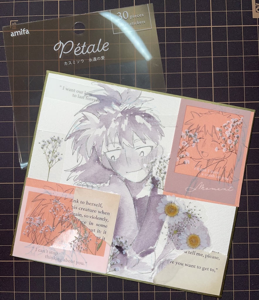 直筆コラージュ色紙 双忍