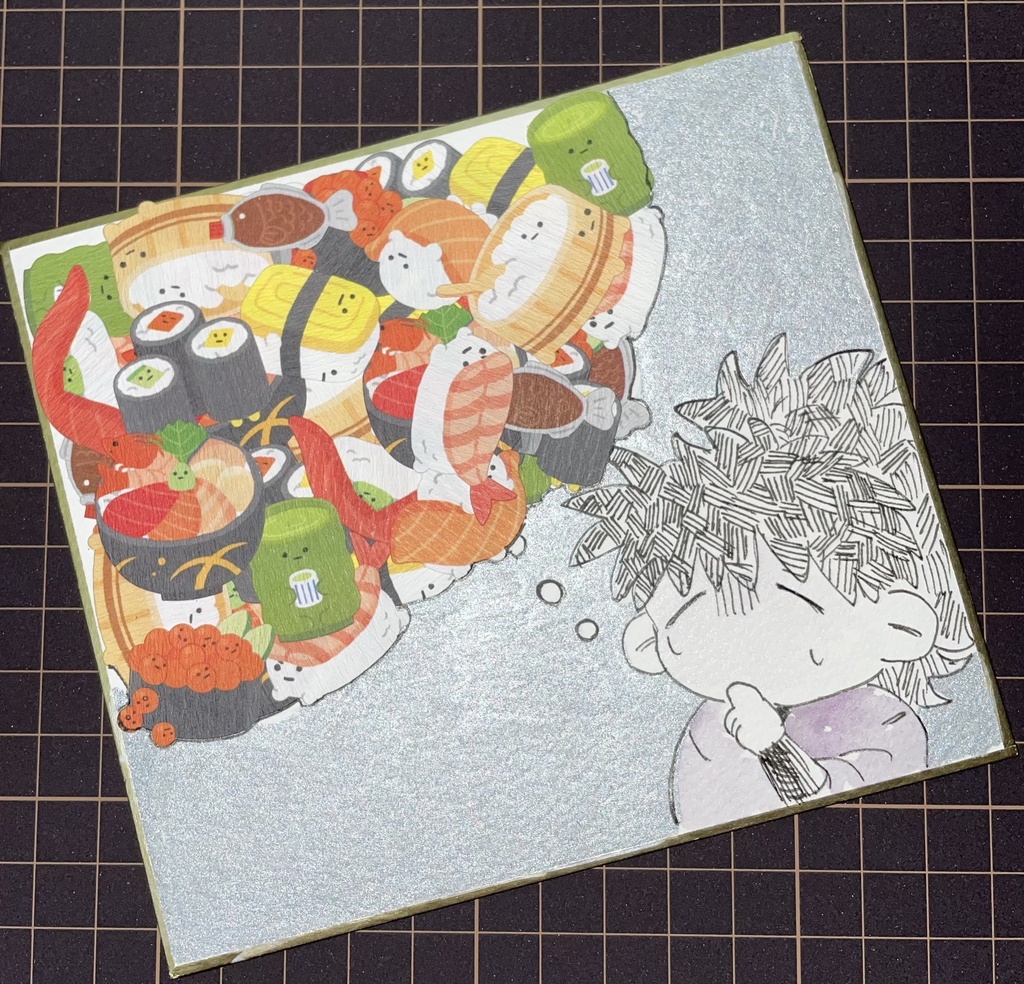 直筆コラージュ色紙 ミニ不破雷蔵