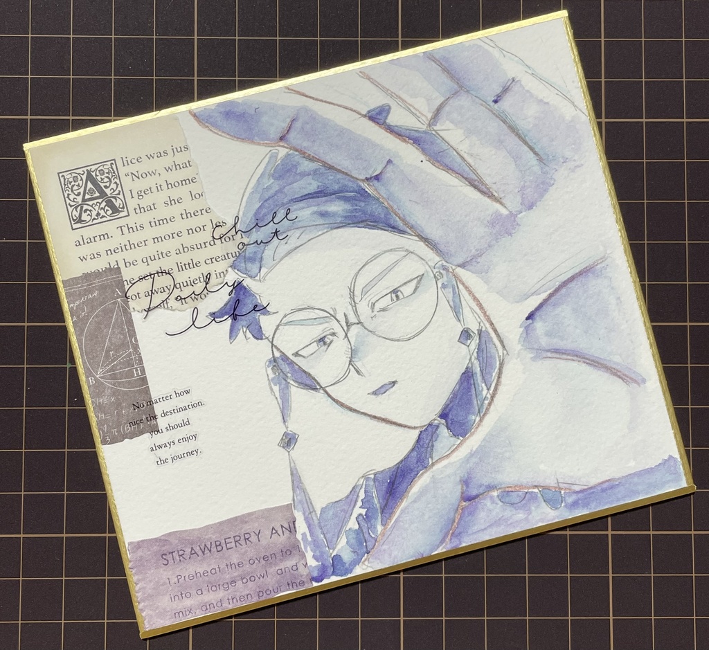 直筆コラージュ色紙 ｶﾗｽﾊﾞ