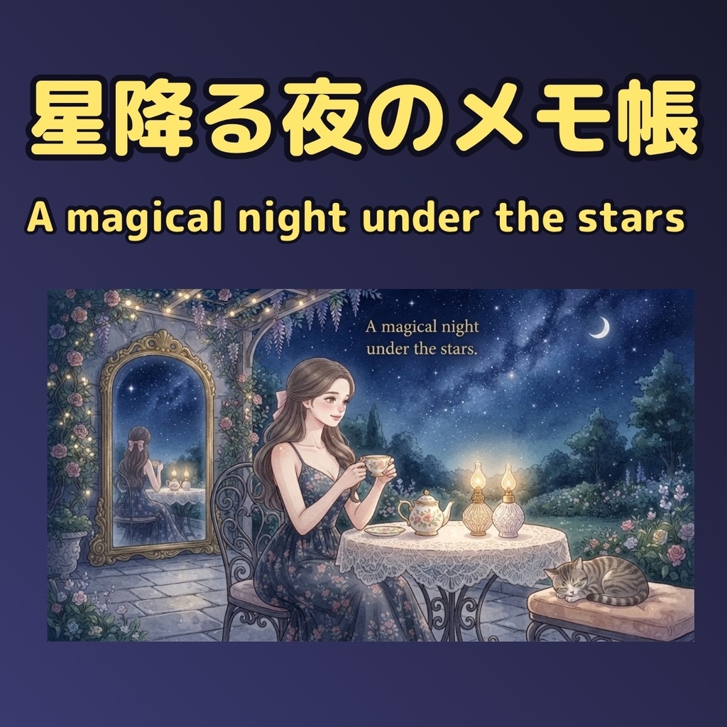 星降る夜のメモ帳 - 夜のメモ | A magical night under the stars - 大人のためのジャーナル
