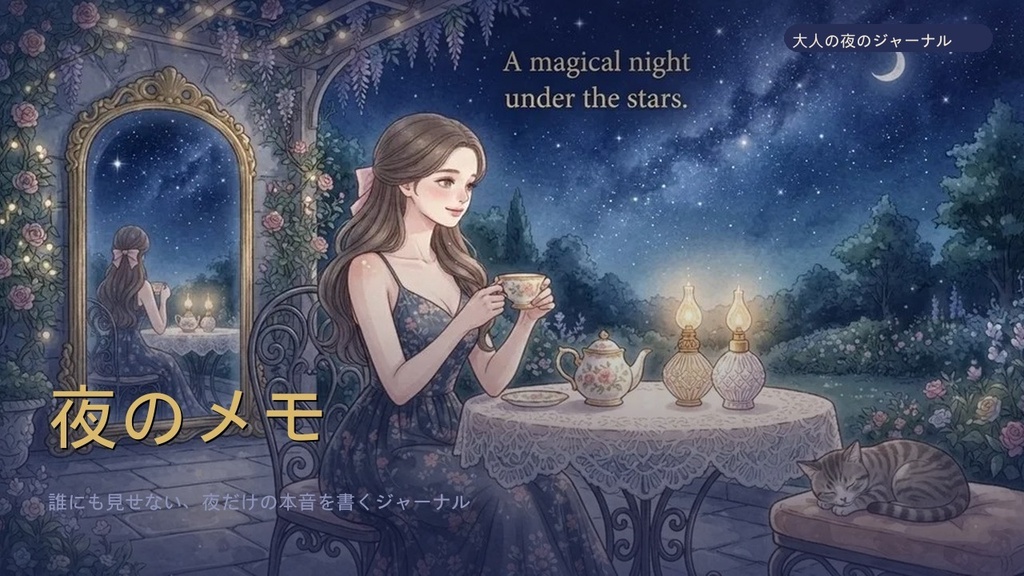 星降る夜のメモ帳 - 夜のメモ | A magical night under the stars - 大人のためのジャーナル