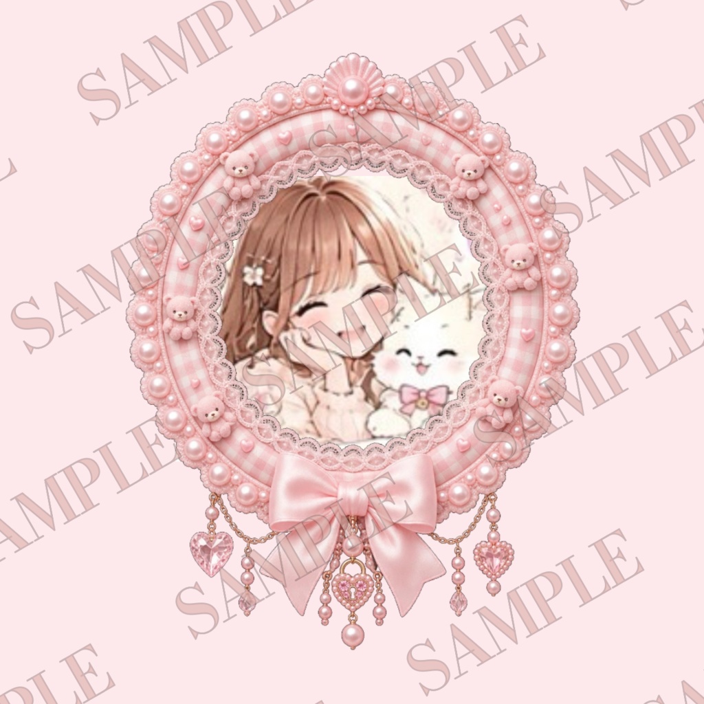 くまちゃんパール姫デコリング♡アイコンリング / ゆめかわ量産型地雷系推し活素材♡EN / KR OK!