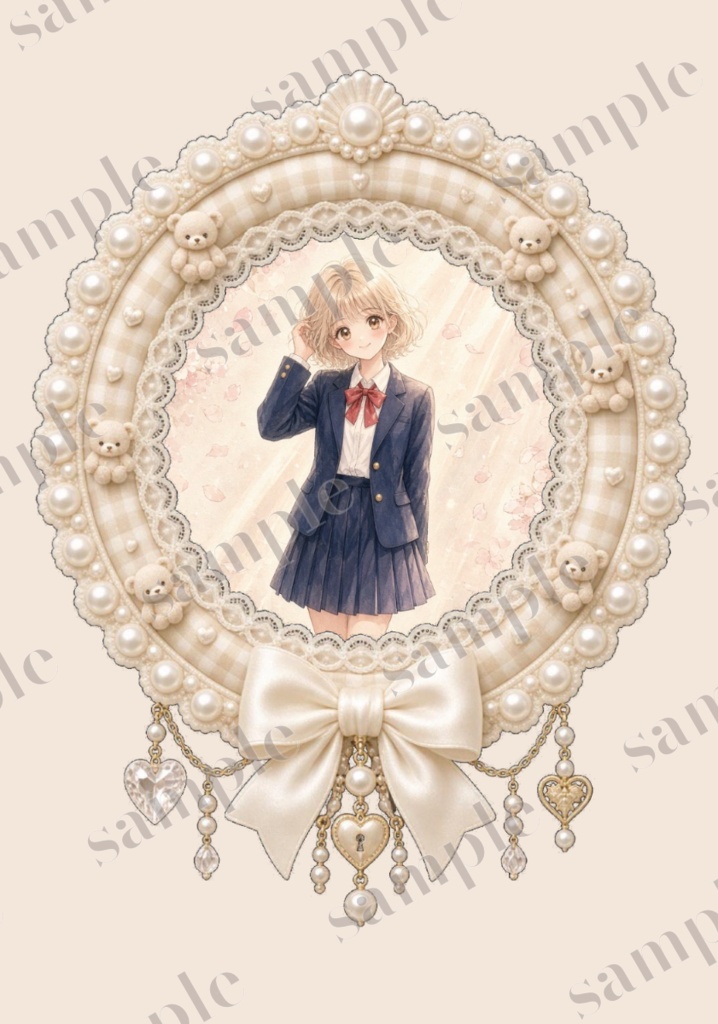 くまちゃんパール姫デコリング♡アイコンリング / ゆめかわ量産型地雷系推し活素材♡EN / KR OK!