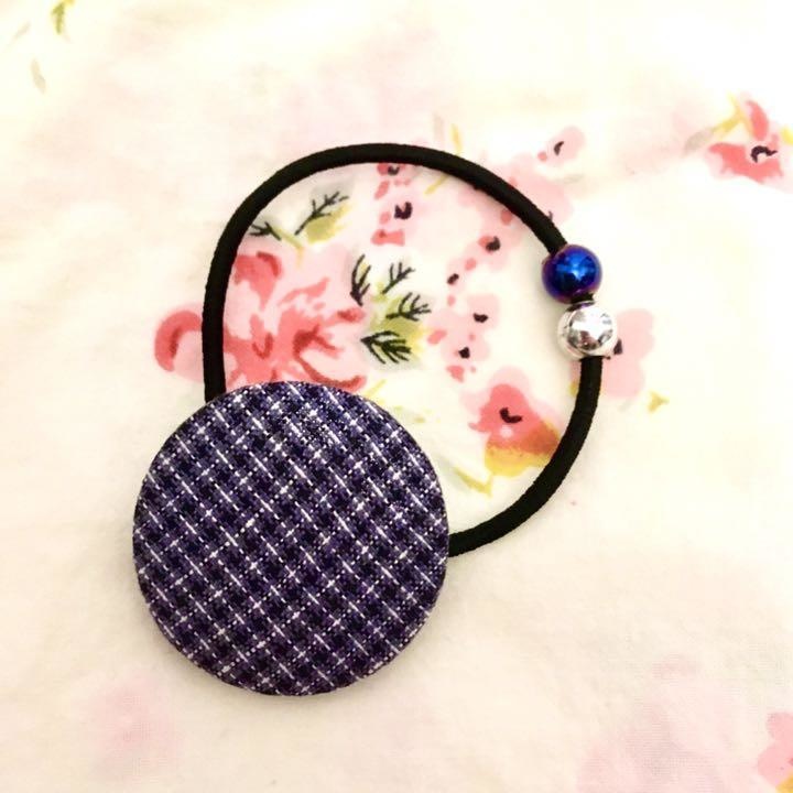 ハンドメイド くるみボタンのヘアゴム