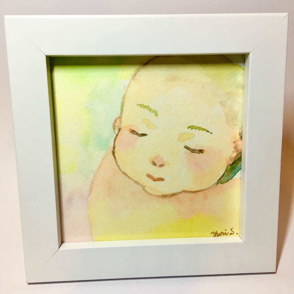 眠り(透明水彩原画・額付き)