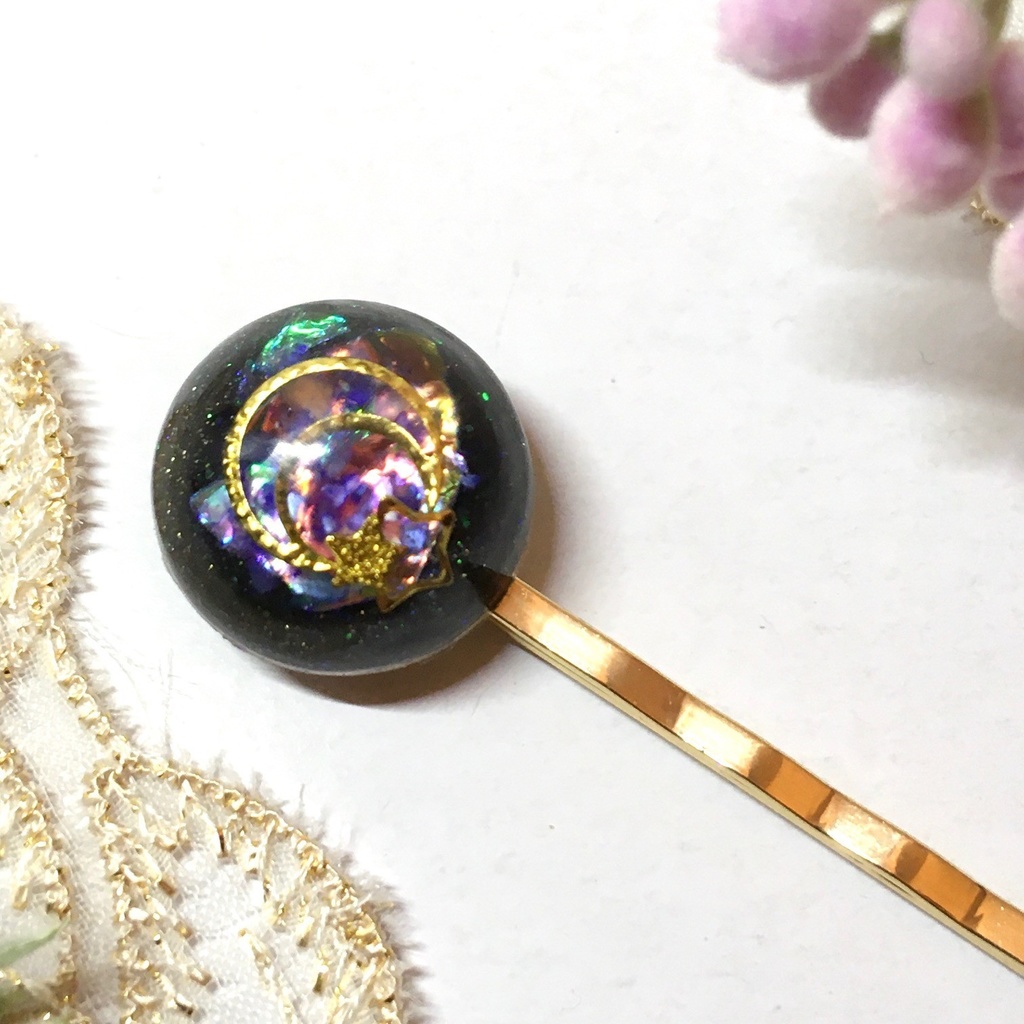 月と星のヘアピン