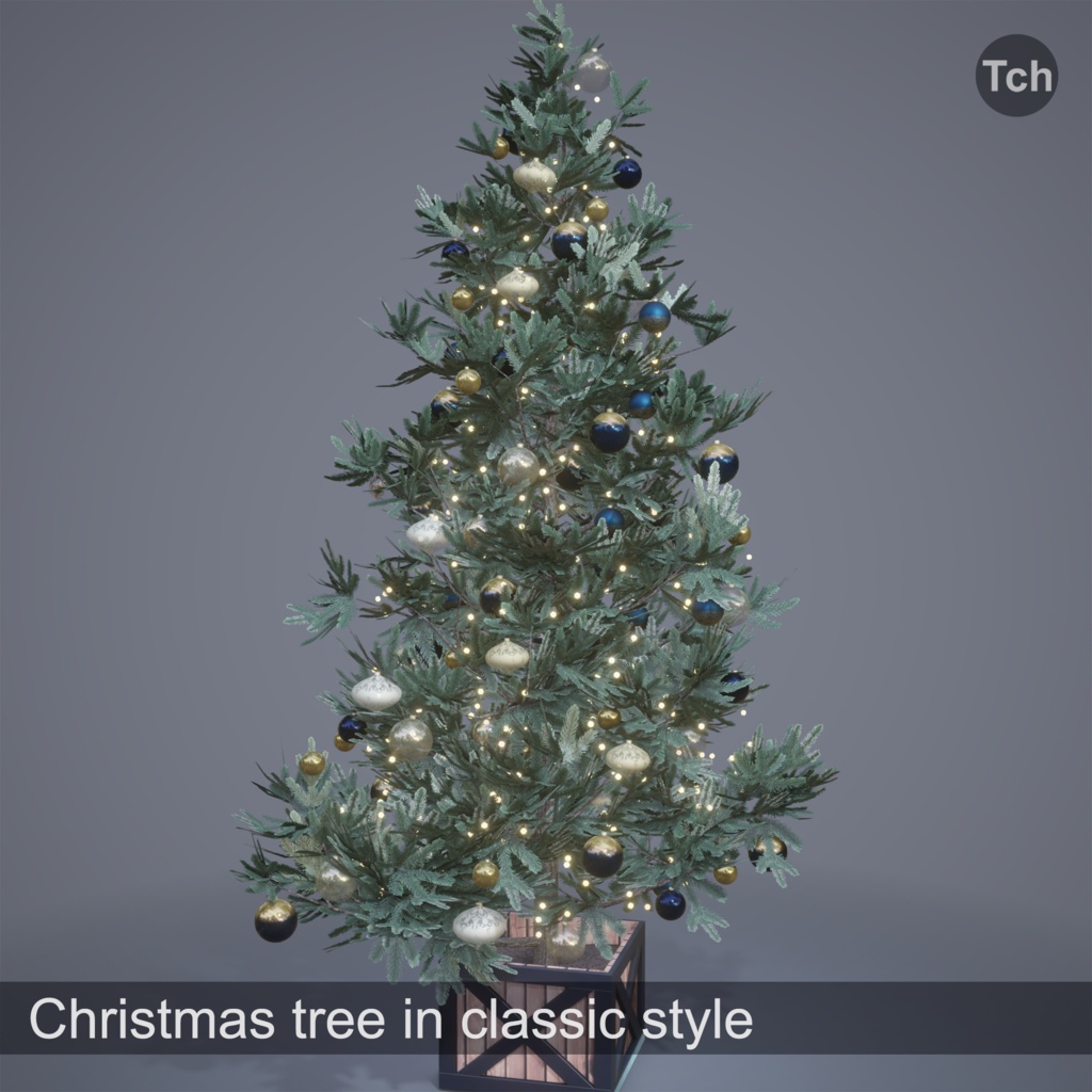 Christmas tree in classic style (3D) | クラシックスタイルのクリスマスツリー(3D)