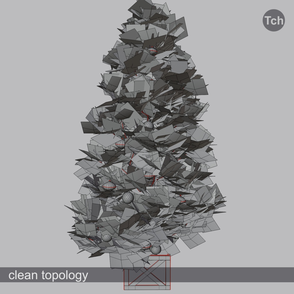 Christmas tree in classic style (3D) | クラシックスタイルのクリスマスツリー(3D)