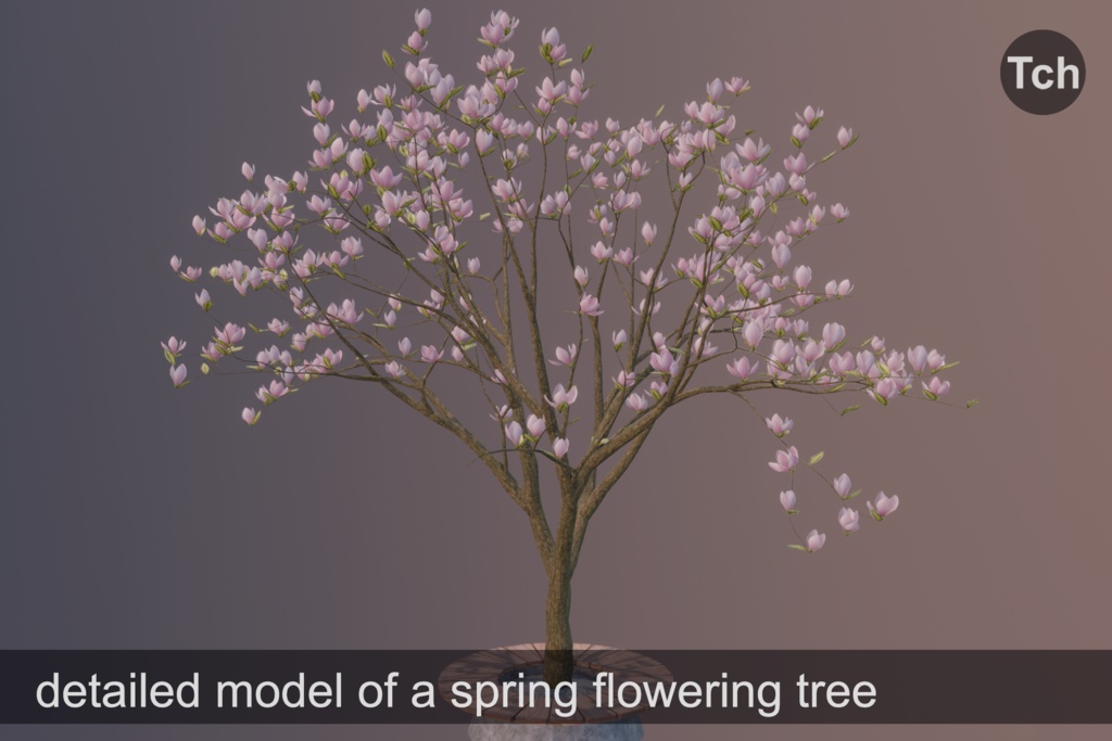 Pink magnolia tree (3D) || マグノリアピンク(3D)