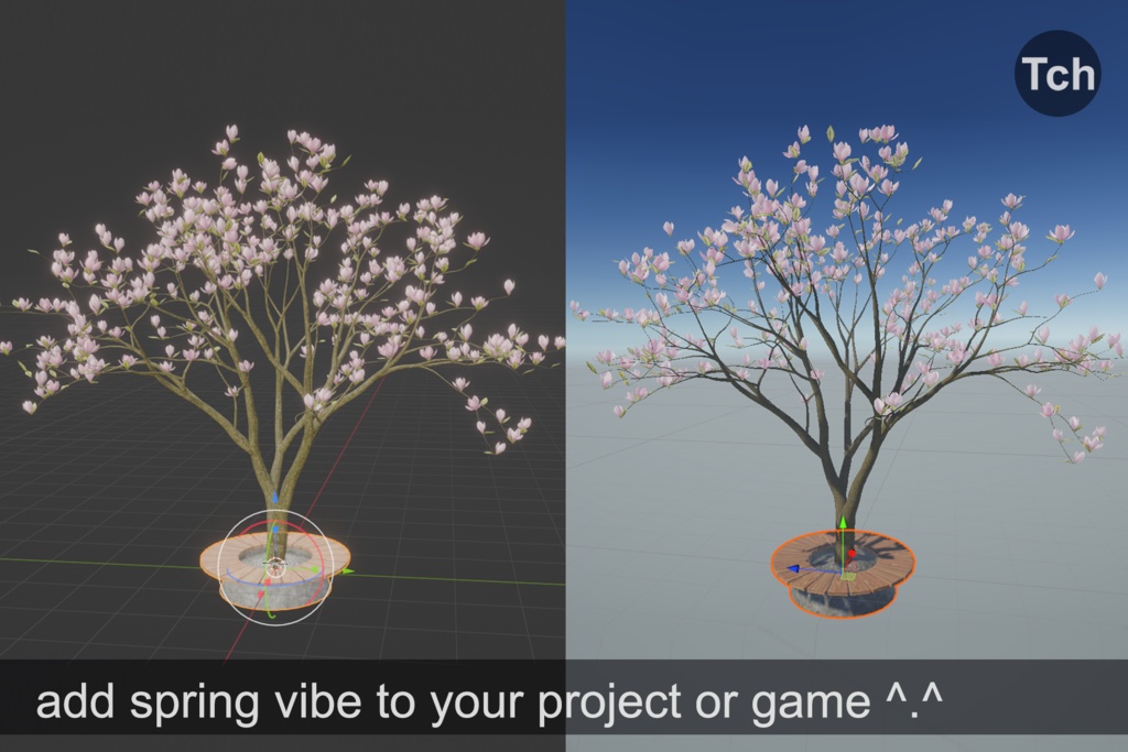 Pink magnolia tree (3D) || マグノリアピンク(3D)