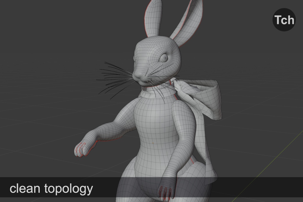 Mr and Mrs White Bunnies with bows (3D) || シルクのリボンをつけた白いウサギさんのモデル2体 (3D)