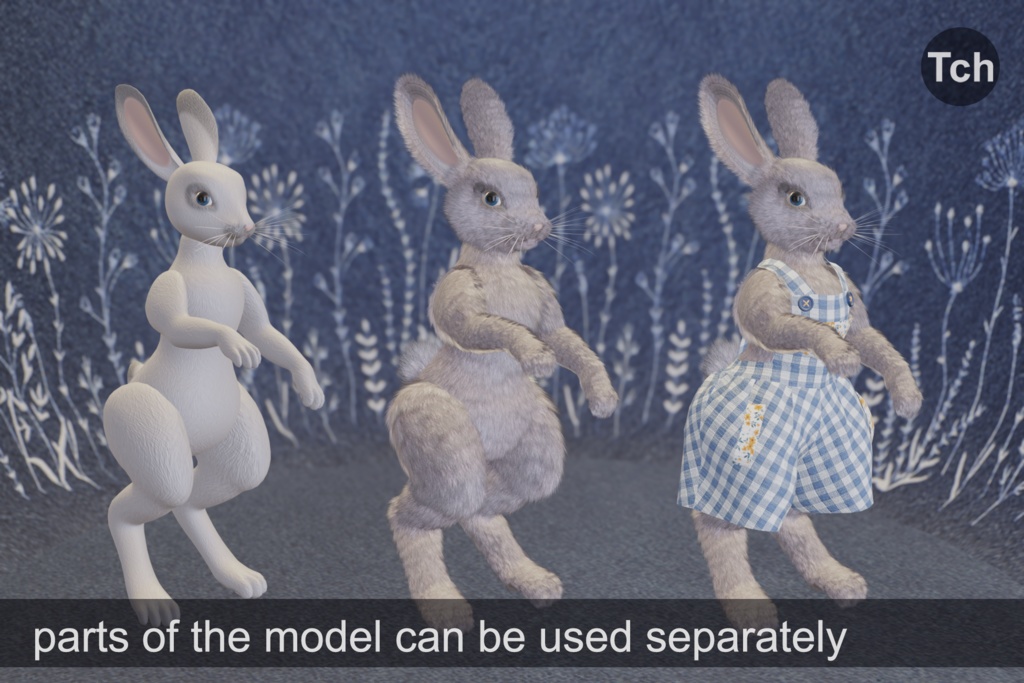 Mr White Bunny in an outfit (3D) || アウトフィットを着た白ウサギさん(3D)