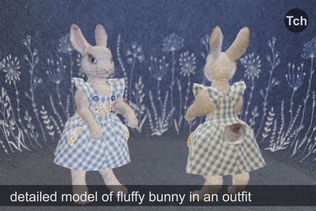 Mrs White Bunny in an outfit (3D) ||「ドレス姿のホワイトバニー3Dモデル」 (3D)