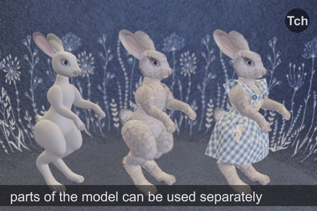 Mrs White Bunny in an outfit (3D) ||「ドレス姿のホワイトバニー3Dモデル」 (3D)