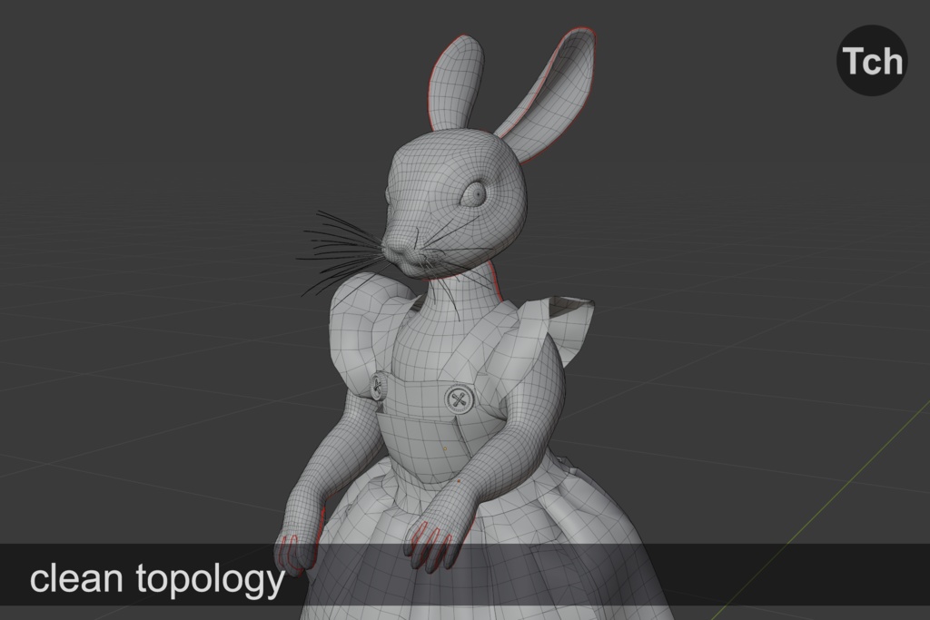 Mrs White Bunny in an outfit (3D) ||「ドレス姿のホワイトバニー3Dモデル」 (3D)