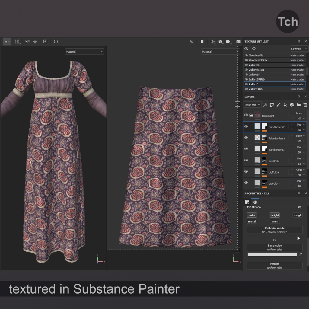 Empire long sleeve dress (3D) | エンパイアロングスリーブドレス(3D)
