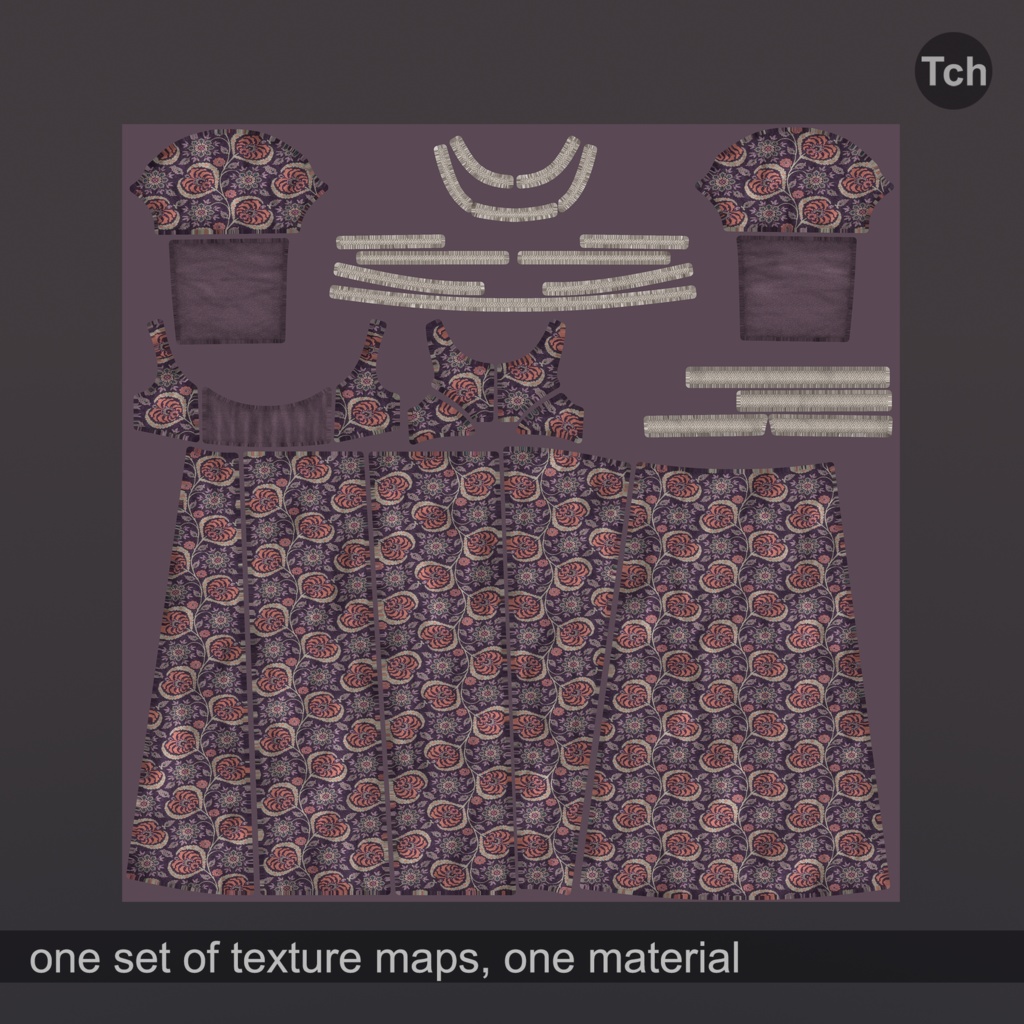 Empire long sleeve dress (3D) | エンパイアロングスリーブドレス(3D)