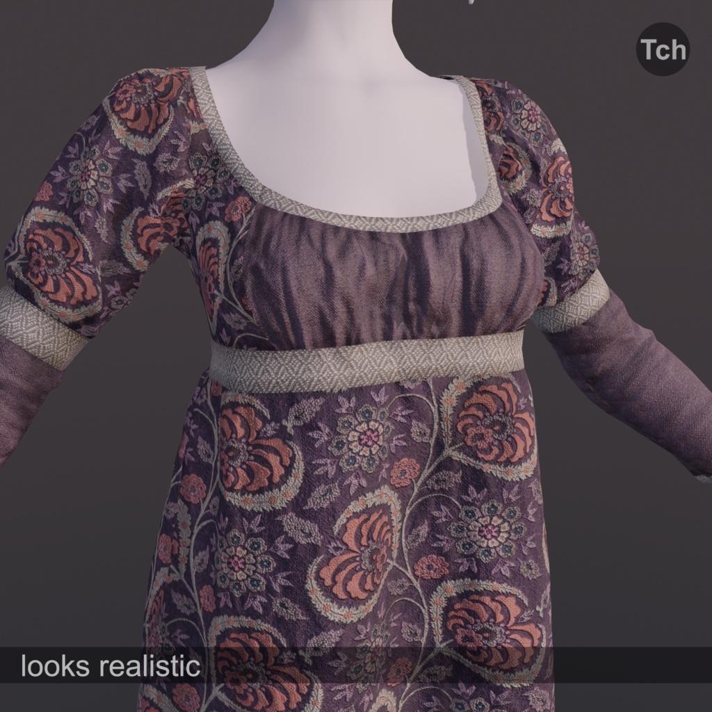 Empire long sleeve dress (3D) | エンパイアロングスリーブドレス(3D)