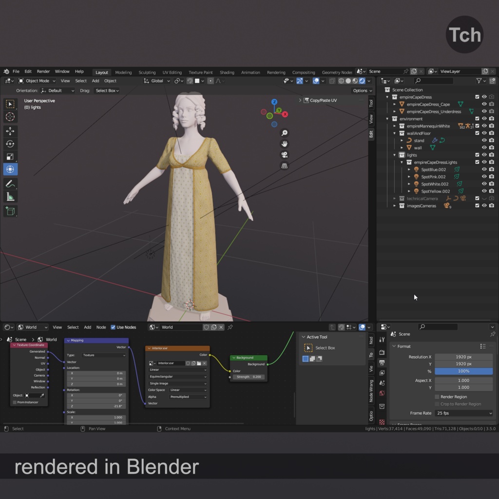 Empire cape dress (3D) | エンパイアケープドレス(3D)