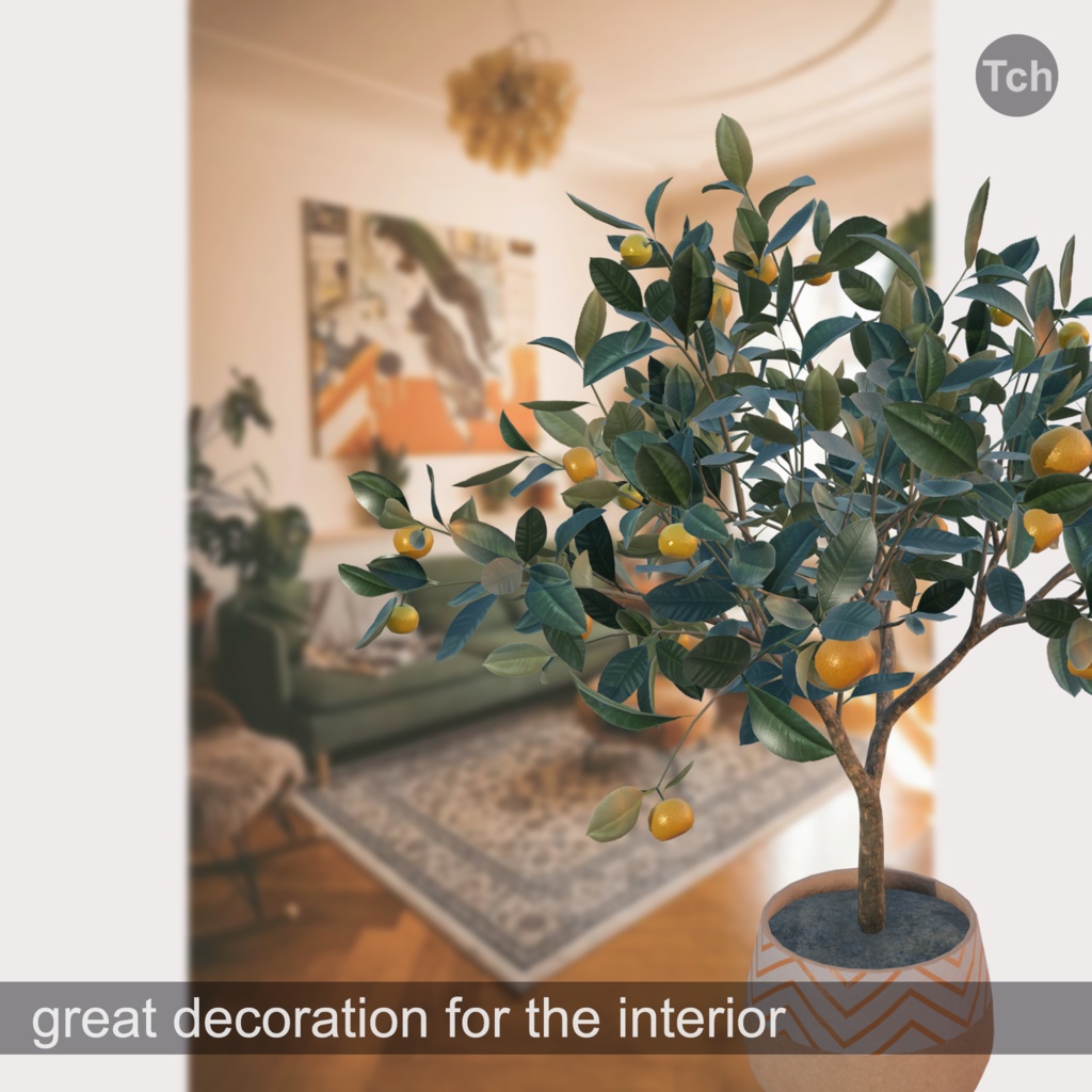 Mandarin tree in a pot (3D) | 鉢植えのミカンの木(3D)