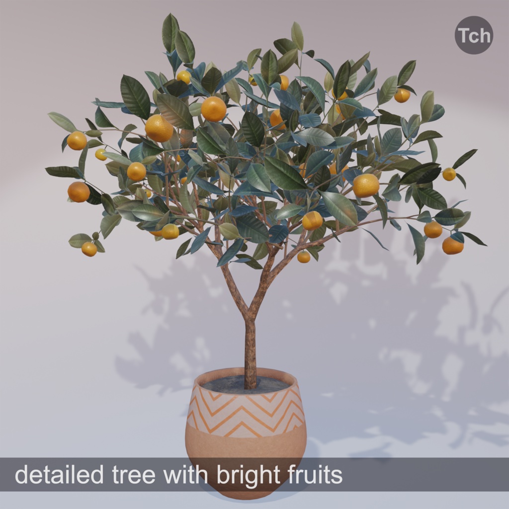 Mandarin tree in a pot (3D) | 鉢植えのミカンの木(3D)