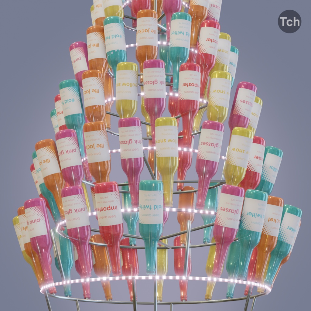 Christmas tree made of bottles (3D) | ビンで作られたクリスマスツリー(3D)