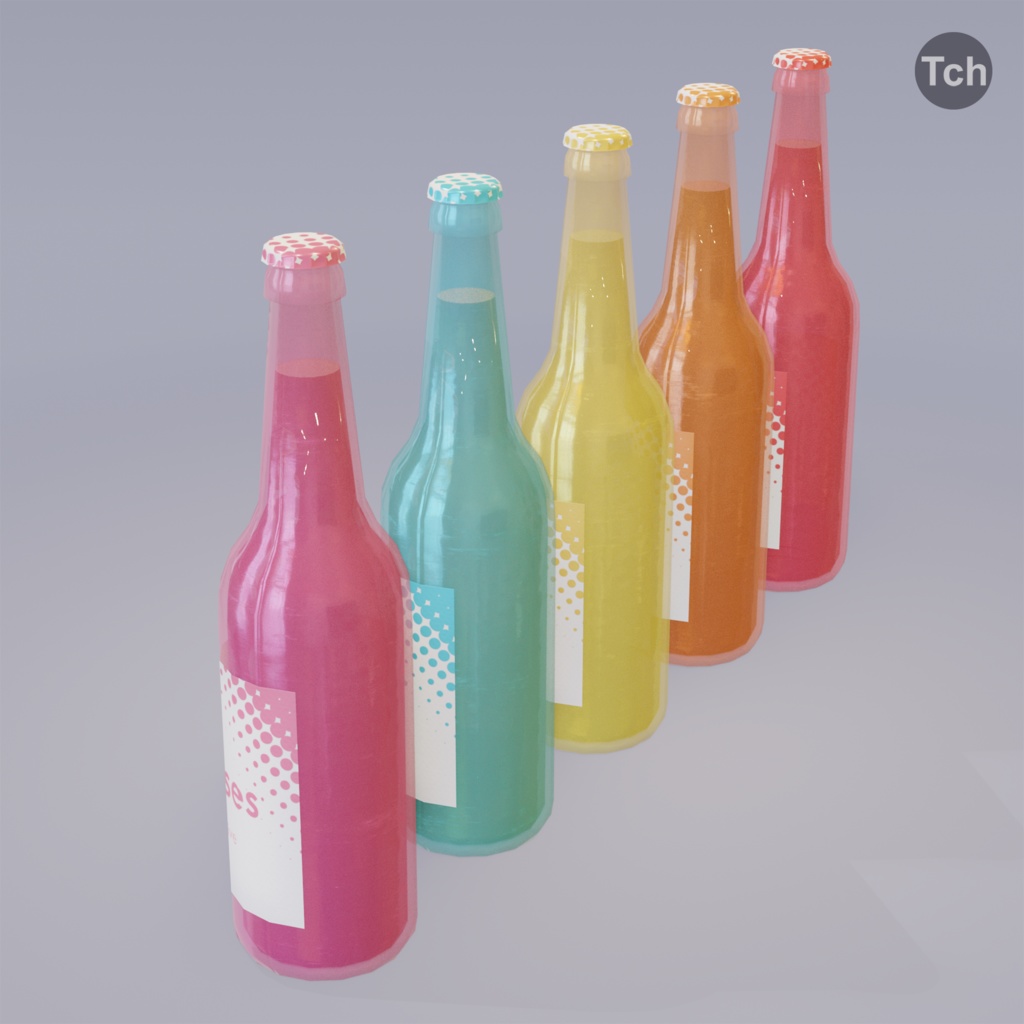 5 bottles of "Beer Queen" (3D) | 「ビールクイーン」のボトル5本(3D)