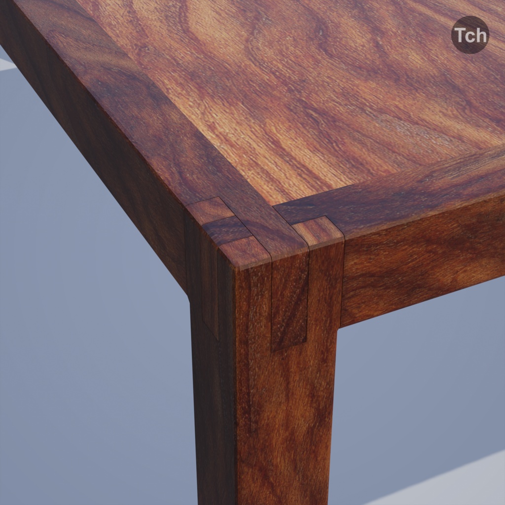 Blue table group in Asian style (3D) | 青いアジア風のテーブルグループ(3D)