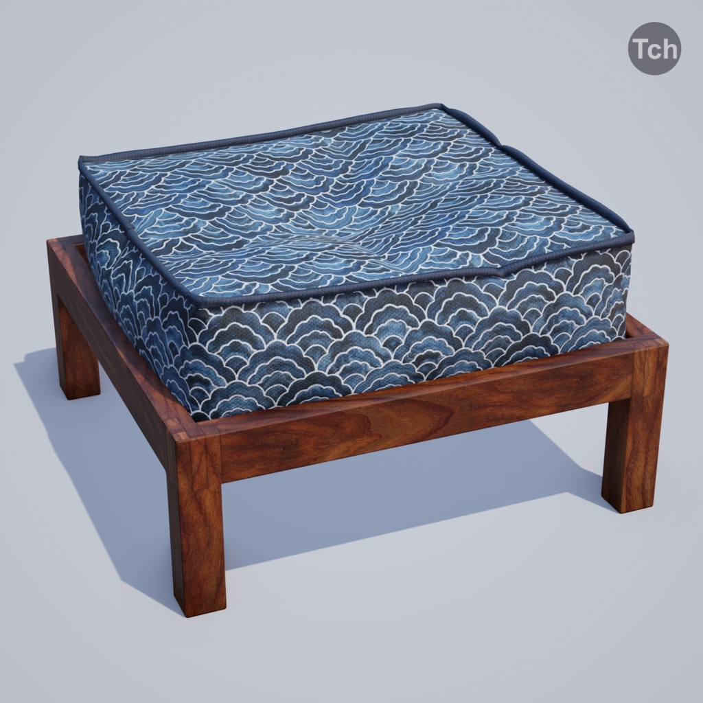 Blue table group in Asian style (3D) | 青いアジア風のテーブルグループ(3D)