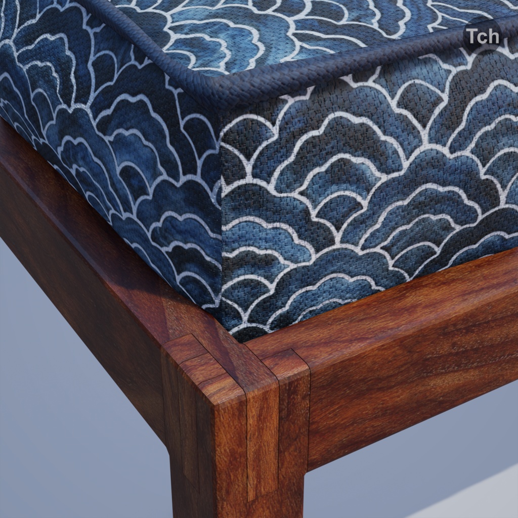 Blue table group in Asian style (3D) | 青いアジア風のテーブルグループ(3D)