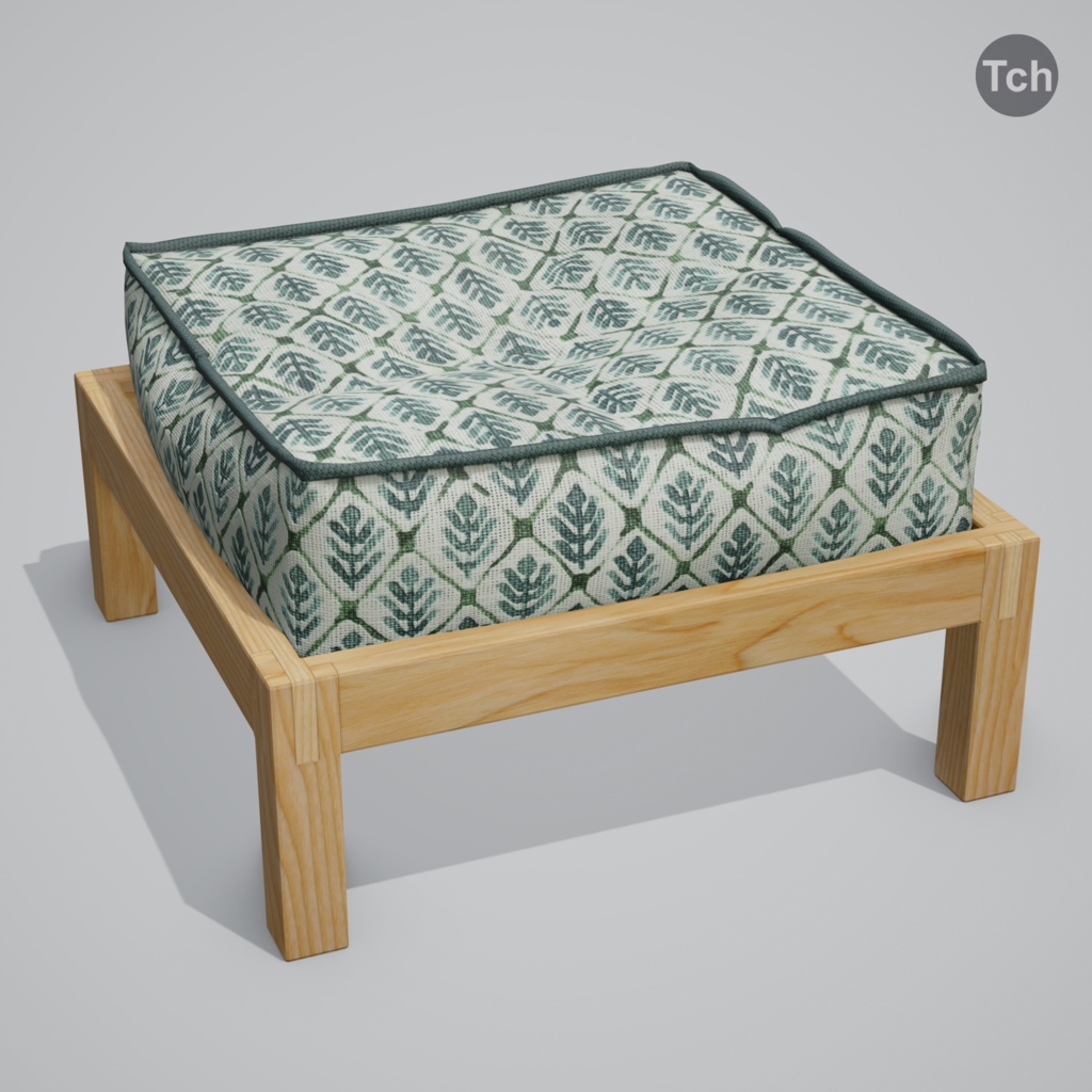 Green table group in Asian style (3D) | 緑のアジア風のテーブルグループ(3D)