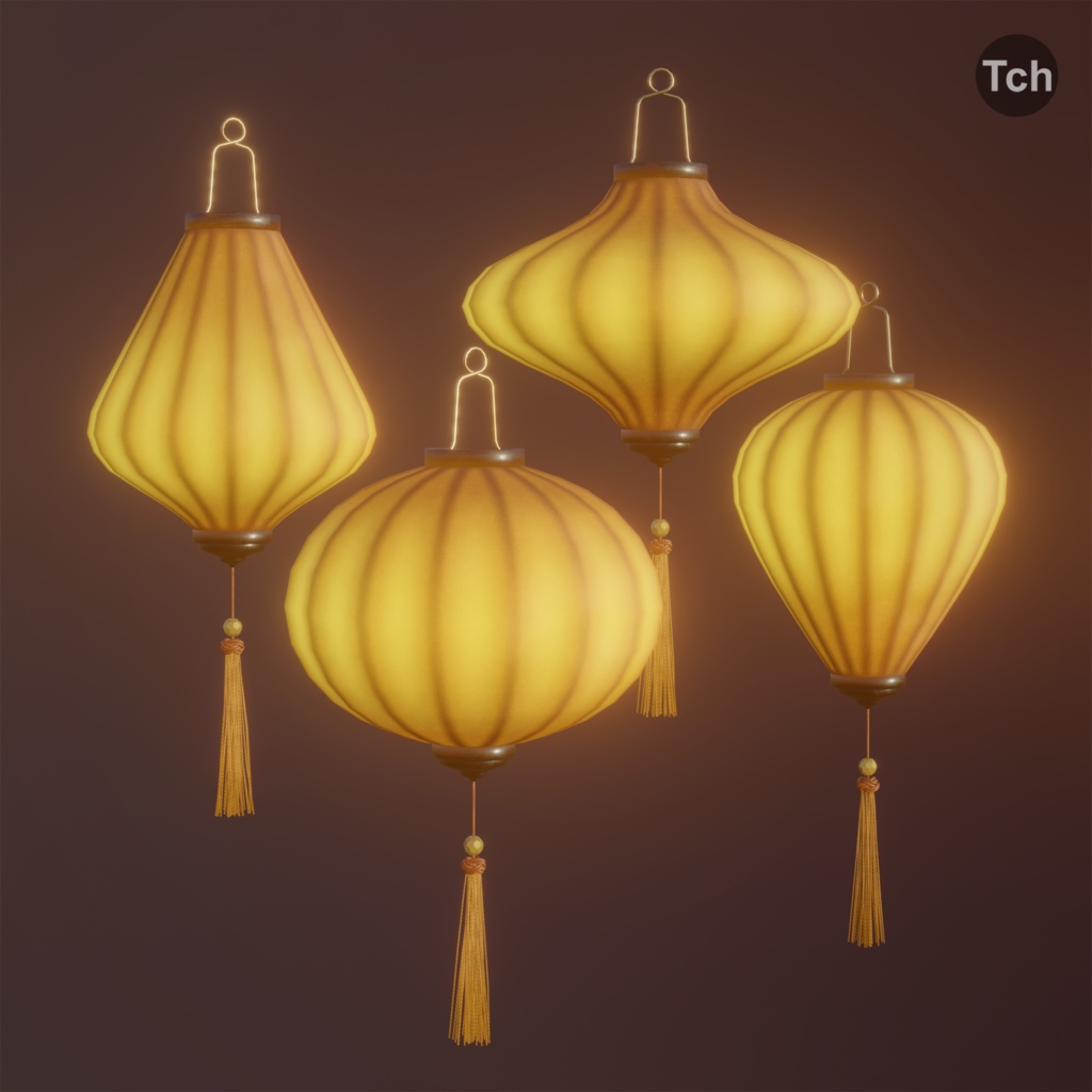Asian silk lanterns (3D) | アジアのシルクランタン(3D)