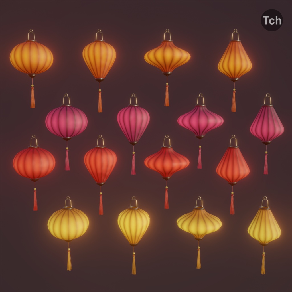 Asian silk lanterns (3D) | アジアのシルクランタン(3D)