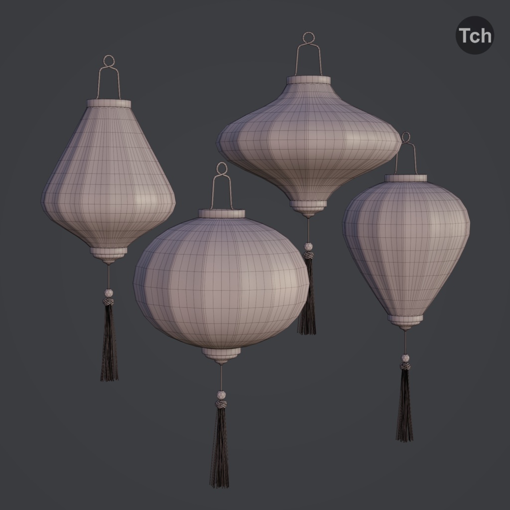 Asian silk lanterns (3D) | アジアのシルクランタン(3D)