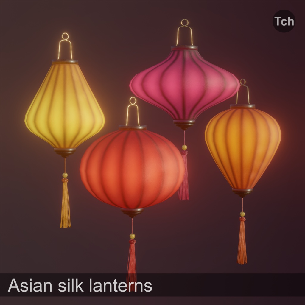 Asian silk lanterns (3D) | アジアのシルクランタン（3D）