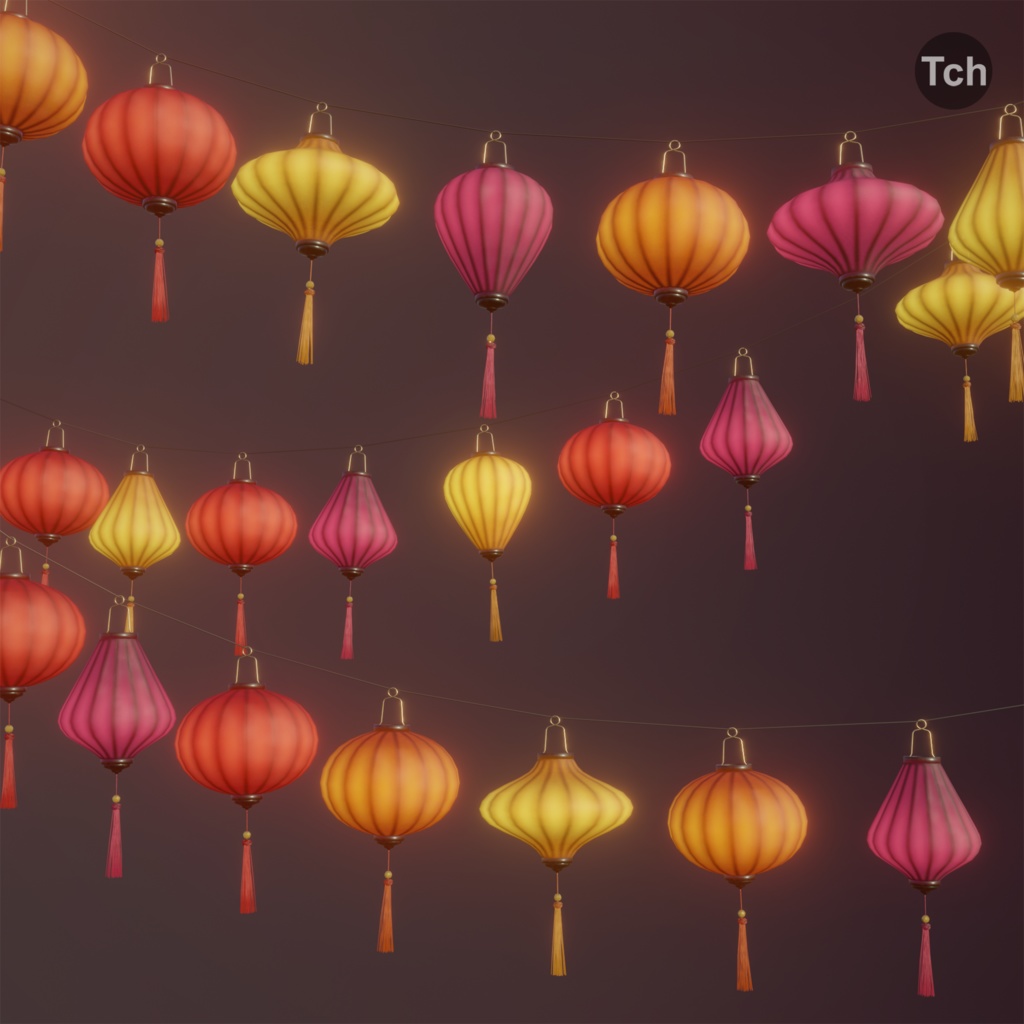 Asian silk lanterns (3D) | アジアのシルクランタン(3D)