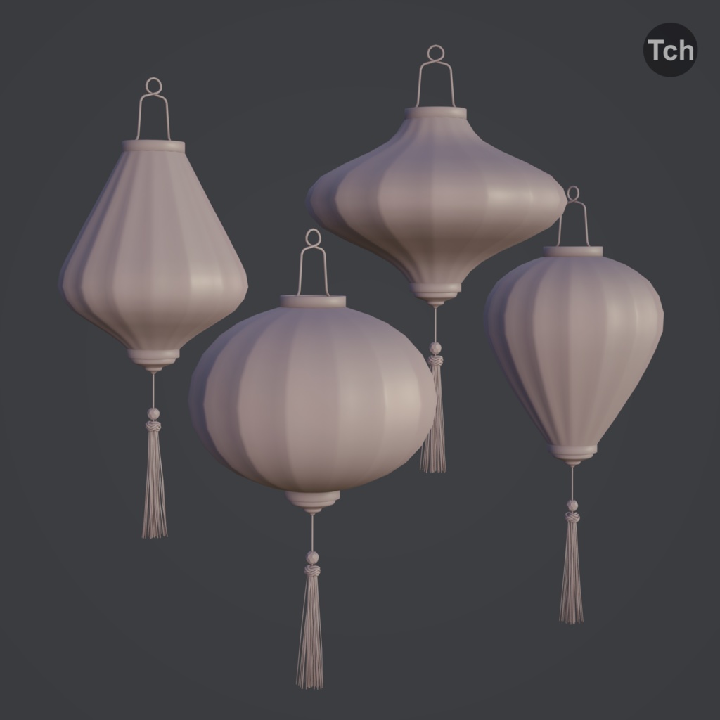 Asian silk lanterns (3D) | アジアのシルクランタン(3D)
