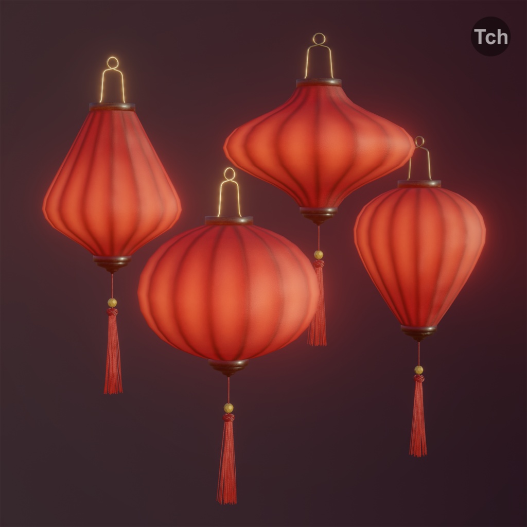 Asian silk lanterns (3D) | アジアのシルクランタン(3D)