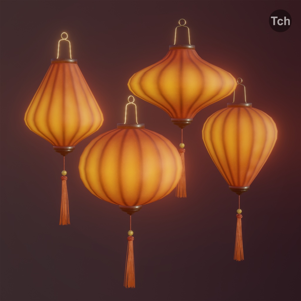 Asian silk lanterns (3D) | アジアのシルクランタン(3D)
